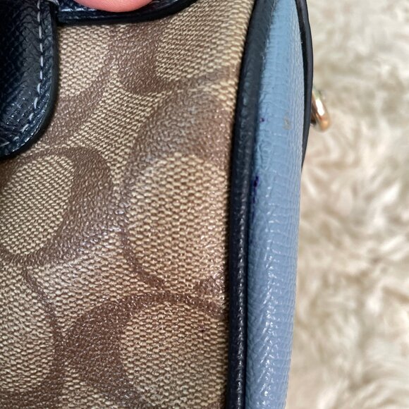 Coach Mini Bennett Satchel in Colorblock Signature Coated Canvas Midnight Pool - Picture 9 of 15